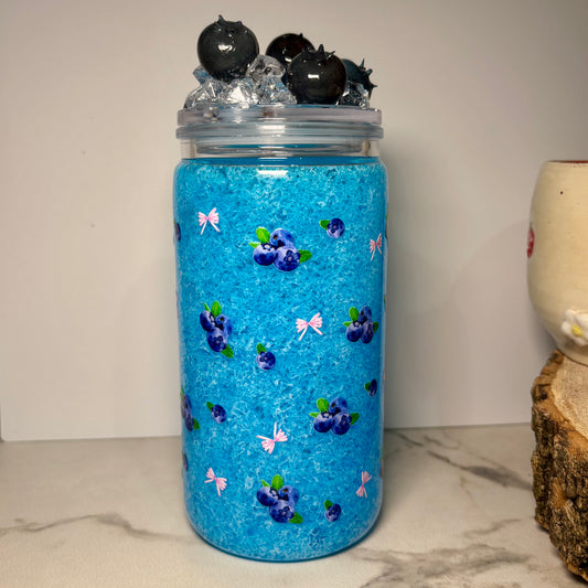 Snow globe tumbler slush bleuets